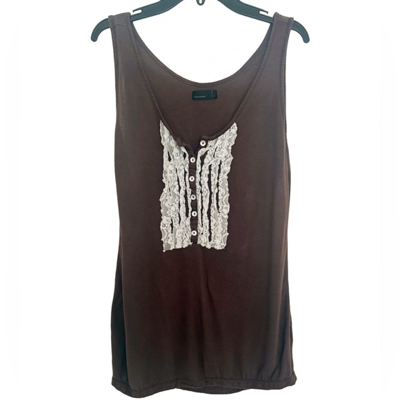 Vero Moda Brown Tank Top with Lace - Picture 1 of 2
